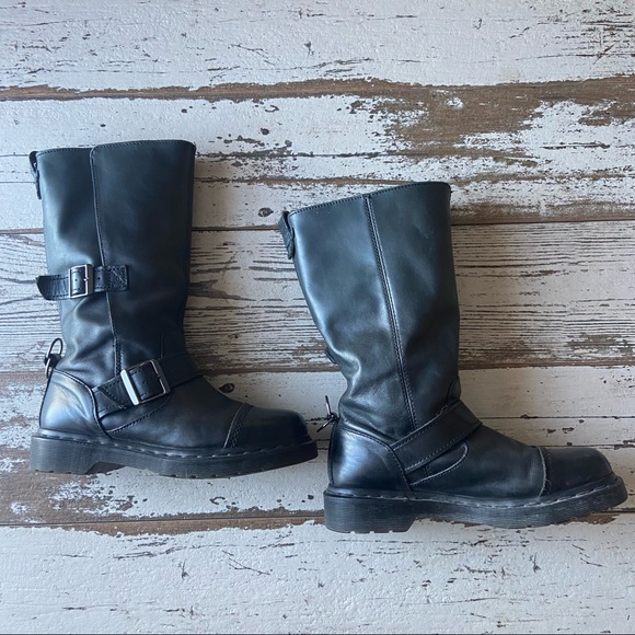 SOLD Doc Martens Kathleena Cap Toe Combat Moto Boots - Picture 2 of 10